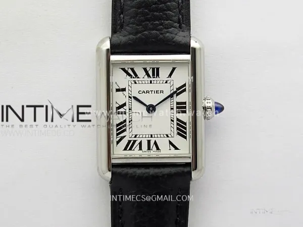 Tank Must Ladies 22mm SS AF 1:1 Best Edition White Dial on Black Leather Strap Ronda Quartz