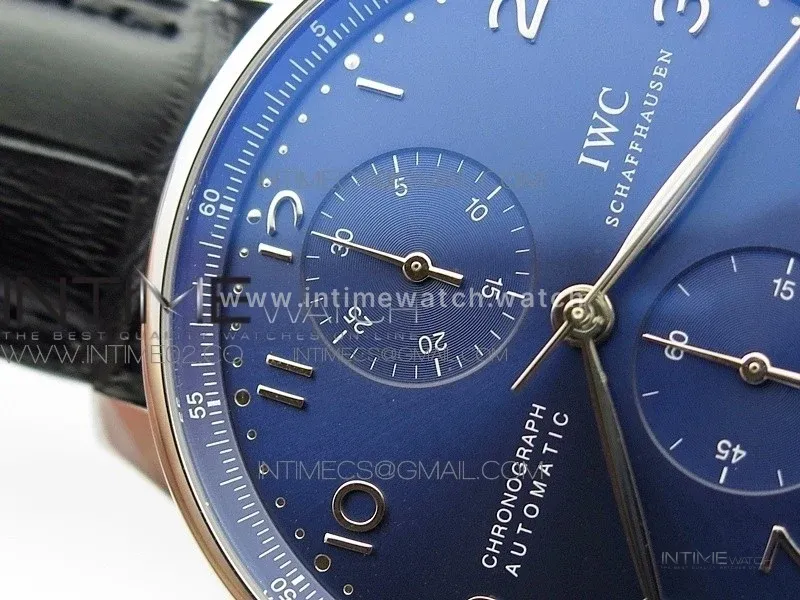 Portuguese IW371491 ZF V3 1:1 Best Edition SS Blue dial on Black Leather Strap A79350 (Slim Movement)