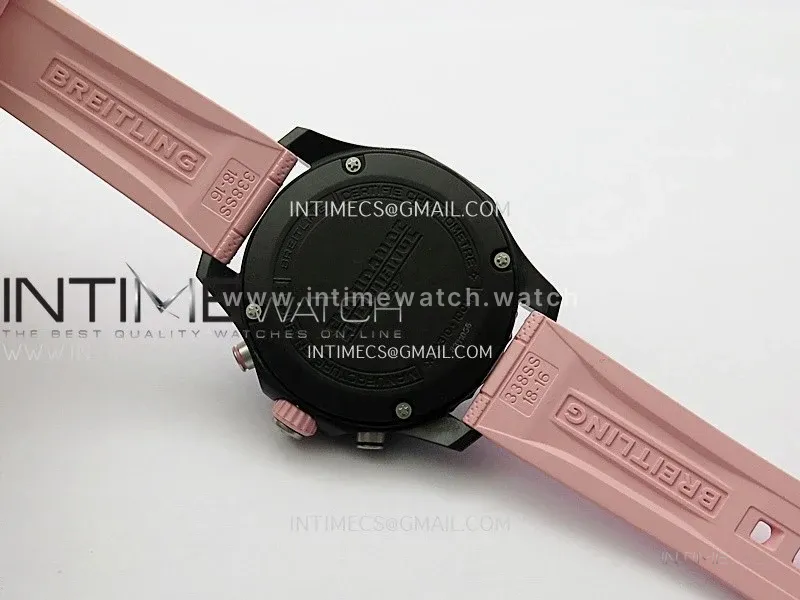 Professional Quartz Chrono Pink Inner Bezel 1:1 Best Edition Black Dial On Pink Rubber Strap Swiss Ronda