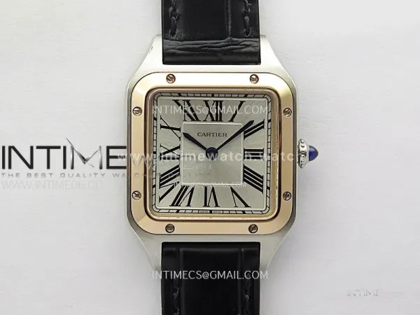 Santos Dumont 38mm SS/RG F1F Best Edition Silver Dial on Black Leather Strap Quartz