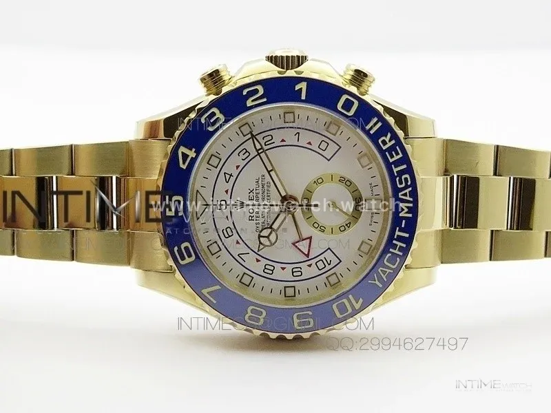 YachtMaster II YG BP New Version White Dial on YG Bracelet A7750
