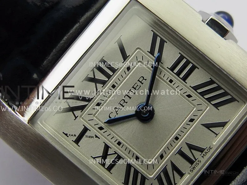 Tank Francaise Ladies 21.2mm SS 8848F 1:1 Best Edition Silver Dial on Black Leather Strap Ronda Quartz V2