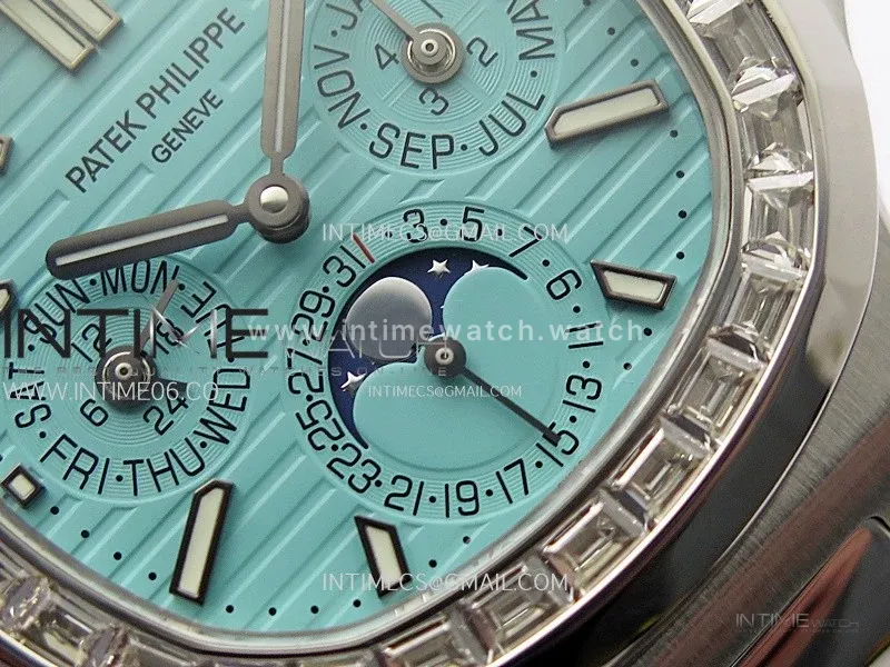 Nautilus 5740 T Diamonds Bezel SS TWF Best Edition Tiffany Blue Dial on SS Bracelet A240