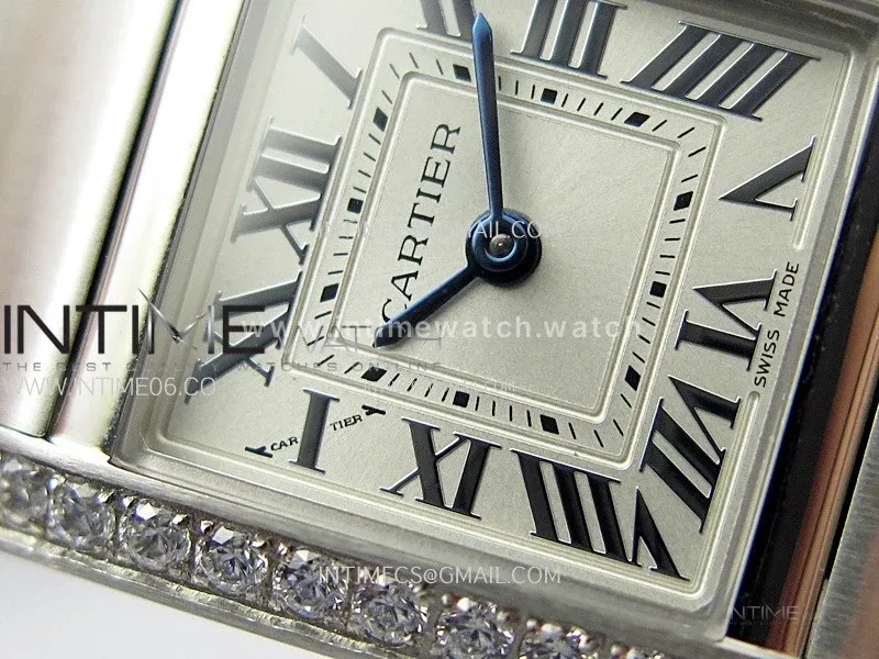 Tank Francaise Ladies 21.2mm Diamonds Bezel SS 8848F 1:1 Best Edition Silver Dial on SS Bracelet Ronda Quartz