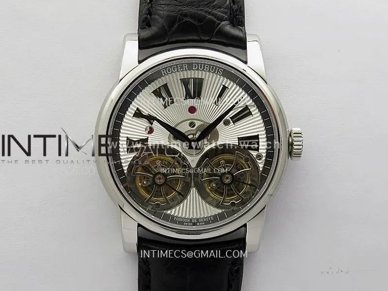 Hommage SS YSF Sliver Dial On Black Croco Leather Strap Double Tourbillon