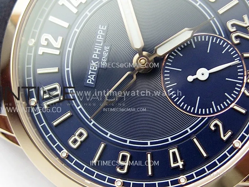 Calatrava 5224R-001 Pilot Travel Time RG GRF Blue Dial on Black Leather Strap A260