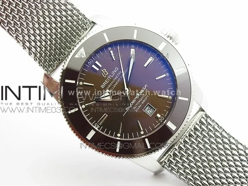Super Ocean Heritage Brown Ceramic Bezel SS Brown Dial on SS Bracelet A2824