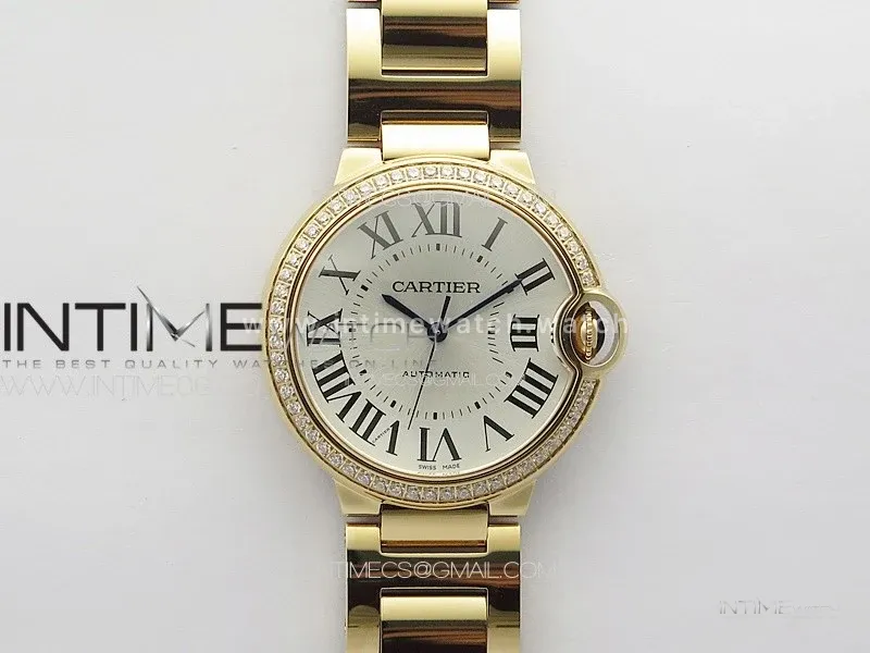 Ballon Bleu 36mm Diamonds Bezel RG 3KF 1:1 Best Edition White Textured Dial on SS Bracelet A076