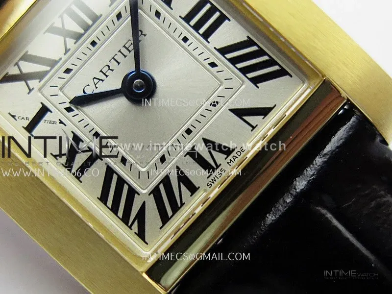 Tank Francaise Ladies 21.2mm YG 8848F 1:1 Best Edition Silver Dial on Black Leather Strap Ronda Quartz V2