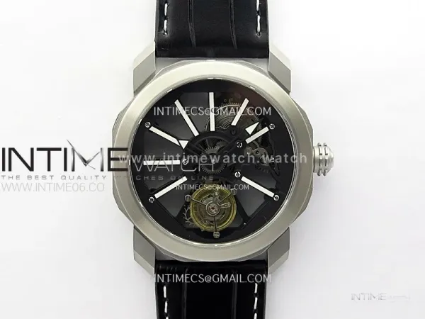 Octo 102910 SS AXF Best Edition Skeleton Dial on Black Leather Strap Asian BVL206 Tourbillon Movement