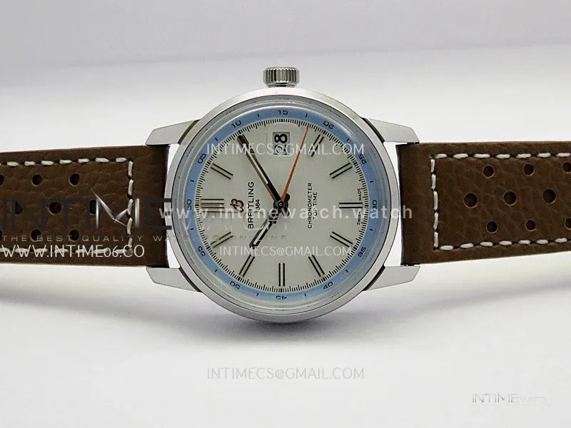 Top Time AB3113 38mm SS BLSF 1:1 Best Edition White Dial On Brown Leather Strap Asian B31