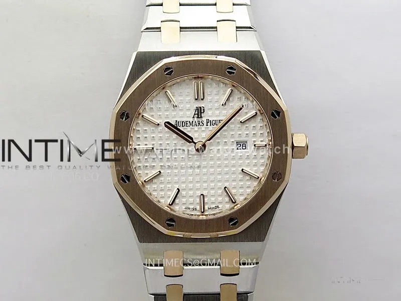 Lady Royal Oak 33mm 67651 SS/RG ZF 1:1 Best Edition Silver Textured Dial on SS Bracelet RONDA Quartz