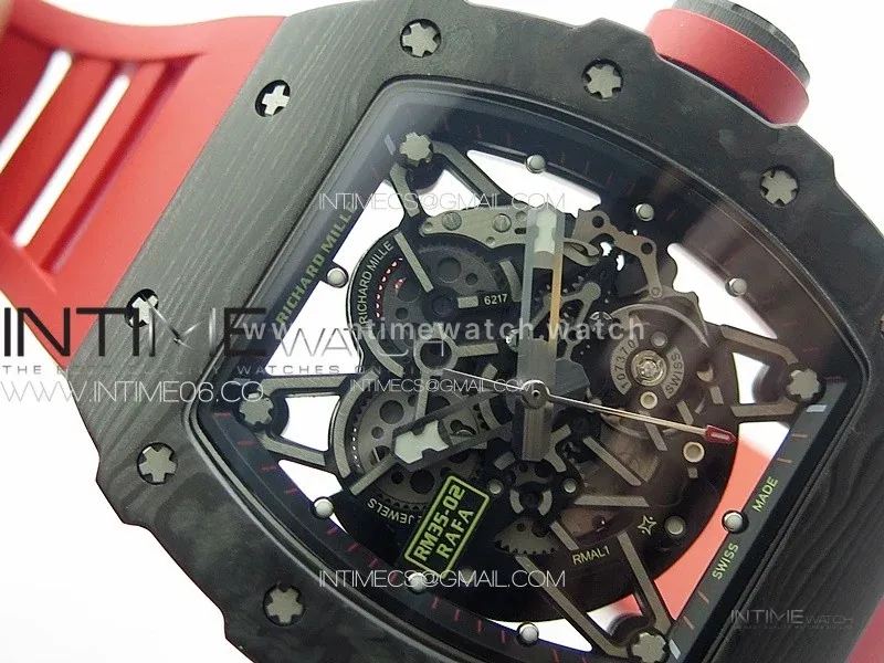 RM 035-02 Rafael Nadal NTPT Carbon on Red Rubber Strap