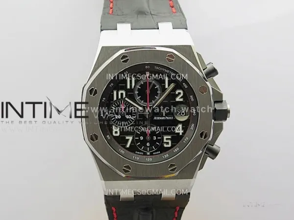 Royal Oak Offshore 42mm SS TKF Best Edition Black Dial on Black Leather Strap A3126