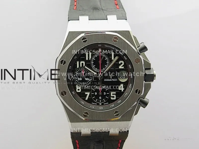 Royal Oak Offshore 42mm SS TKF Best Edition Black Dial on Black Leather Strap A3126