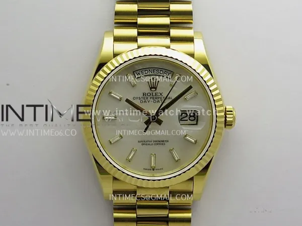Day Date 128238 YG Gain Weight KF 1:1 White MOP Dial T Diamond Marker On President Bracelet A2836