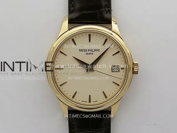 Calatrava 5227 RG 3KF 1:1 Best Edition White Dial on Brown Leather Strap A324 Super Clone V2