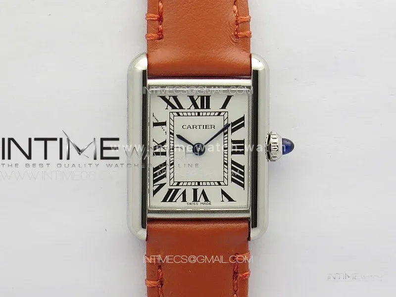Tank Louis Ladies 22mm SS 8848F 1:1 Best Edition White Dial on Orange Leather Strap Ronda Quartz