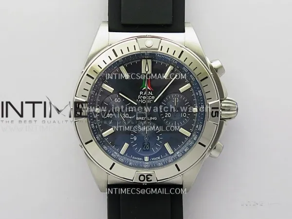 Chronomat B01 42mm SS TF 1:1 Best Edition Blue Dial on Black Rubber Strap A7750