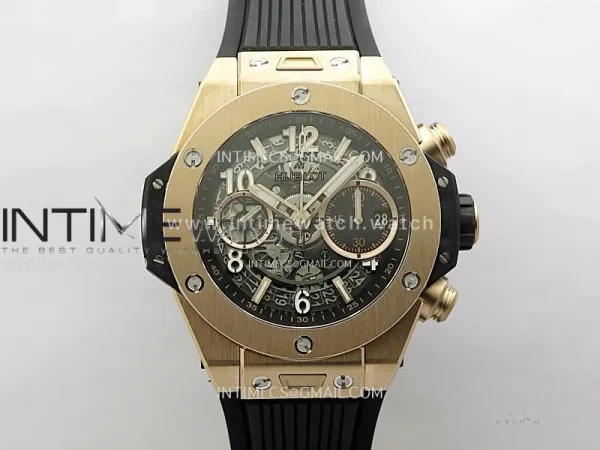 Hublot Big Bang Unico 42mm RG BBF 1:1 Best Edition Black Skeleton Dial on Black Rubber Strap A1280