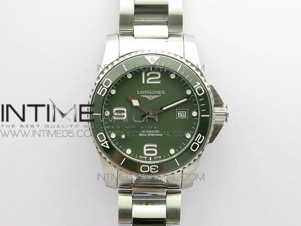 Conquest L3.840.4.56.6 Real Ceramic Bezel SS AF 1:1 Best Edition Green dial On SS Bracelet A2824
