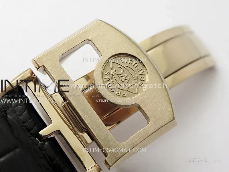 Portuguese Tourbillon Power Reserve RG AXF White Dial RG Numbers moonphase on Black Leather Strap