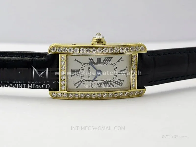 Tank WSTA0016 19mm YG/Diamond Bezel 8848F Best Edition Silver Dial on Black Leather Strap Ronda Quartz