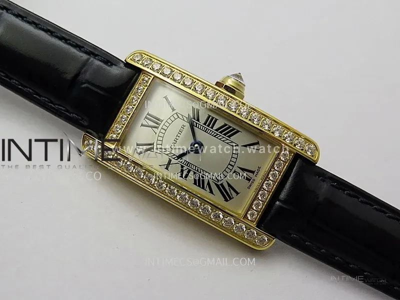 Tank WSTA0016 19mm YG/Diamond Bezel 8848F Best Edition Silver Dial on Black Leather Strap Ronda Quartz
