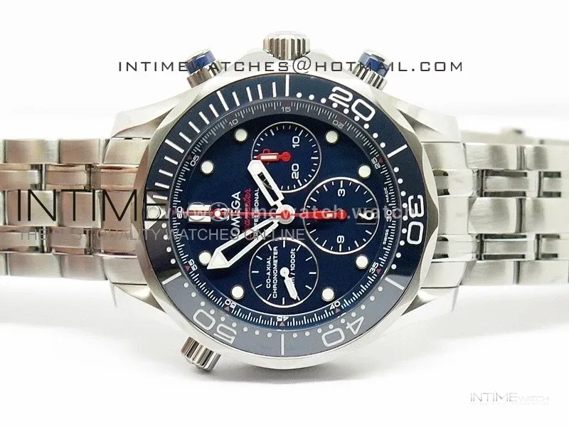 Seamaster 300m Diver SS Blue Dial Blue Bezel on SS Bracelet A7750
