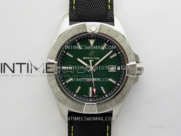 Avenger Chronometer 44mm SS B50 Best Version Green Dial On Black Leather Strap A2836