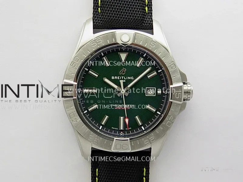 Avenger Chronometer 44mm SS B50 Best Version Green Dial On Black Leather Strap A2836