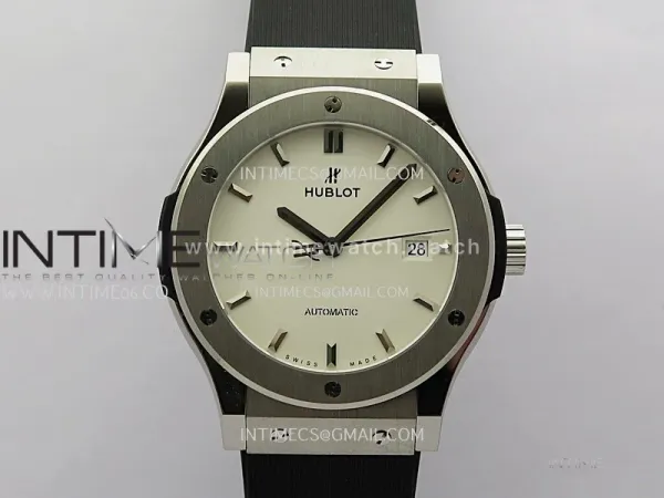 Classic Fusion 42mm Titanium JJZF 1:1 V2 Best Edition White Dial On Black Rubber Strap