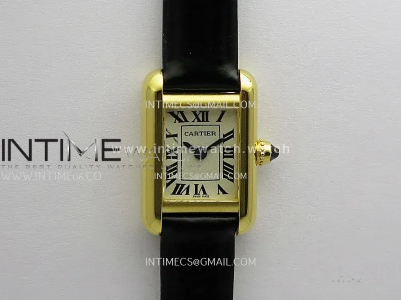 Tank Must Mini 16.5mm YG 8848F 1:1 Best Edition White Dial On Black Leather Strap Ronda Quartz