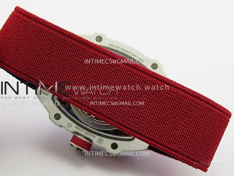 RM67-02 Charles White NTPT Umi Office 1:1 Beat Edition Red/White Skeleton Dial On Red Nylon strap CRMA7 Clone V2