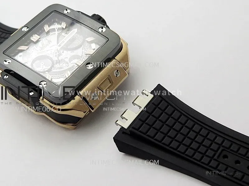 Square Bang Unico 42mm RG/Ceramic BBF 1:1 Best Edition Skeleton Dial on Black Rubber Strap A1280