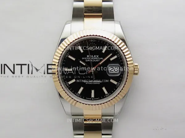 DateJust 41mm 126331 904 SS/RG ONE Factory 1:1 Black Dial Stick Markers On SS/RG Oyster Bracelet DD3235 V2