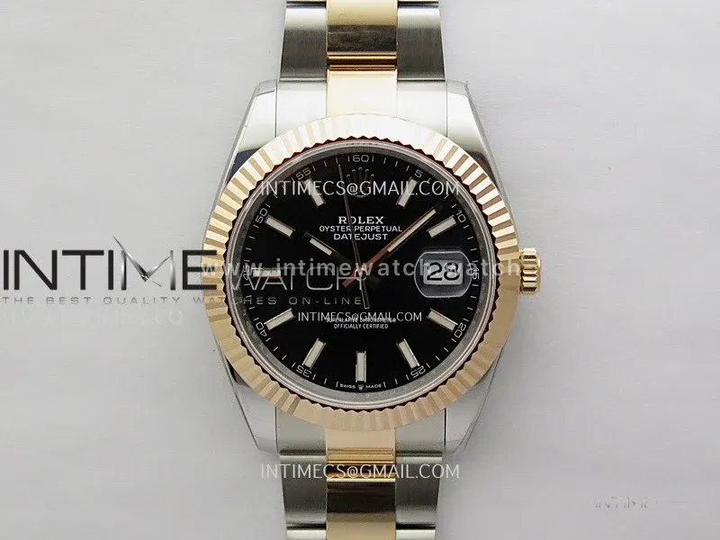 DateJust 41mm 126331 904 SS/RG ONE Factory 1:1 Black Dial Stick Markers On SS/RG Oyster Bracelet DD3235 V2