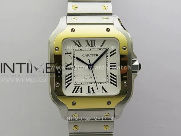 Santos de Cartier 35mm SS/YG 2018 BVF 1:1 Best Edition White Dial on SS/YG SmartLinks Bracelet 9015 V2