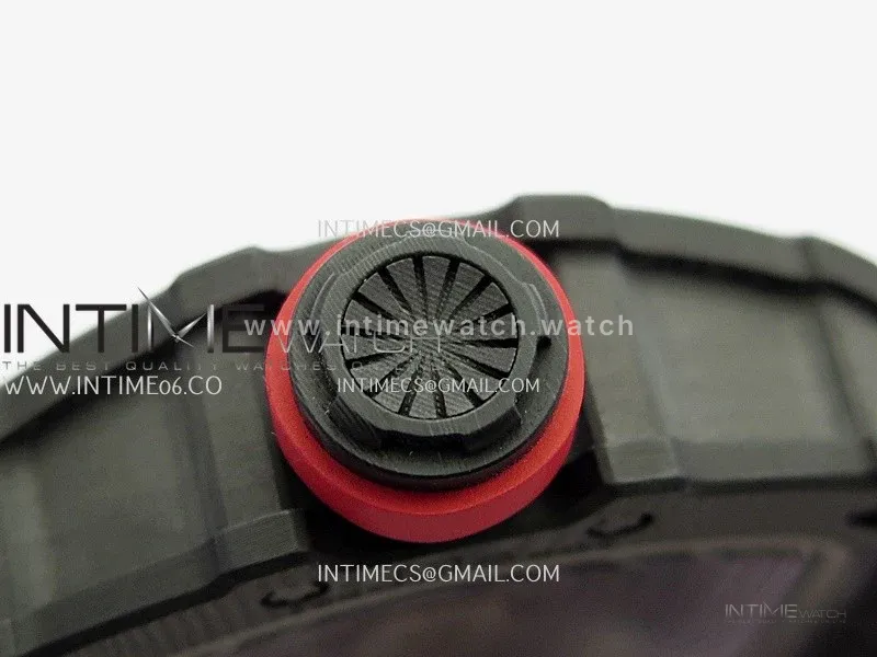 RM035-02 Black NTPT Umi Office 1:1 Best Edition Skeleton Dial On Red Rubber Strap RMAL1 Super Clone V2 (Free Sprung)