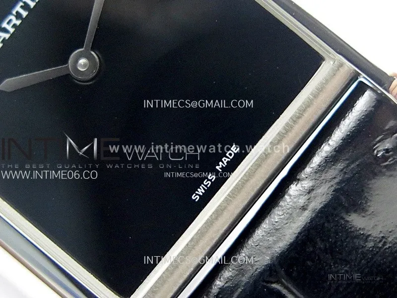 Tank Louis Ladies 25mm SS 8848F 1:1 Best Edition Black Dial on Black Leather Strap Ronda Quartz