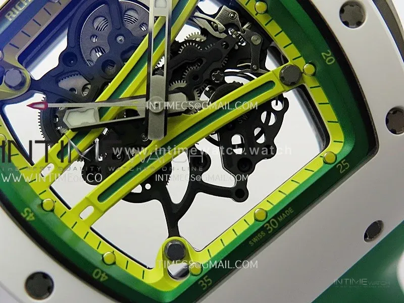 RM061 White Ceramic ZF 1:1 Best Edition on Green Rubber Strap RMUL2 Super Clone