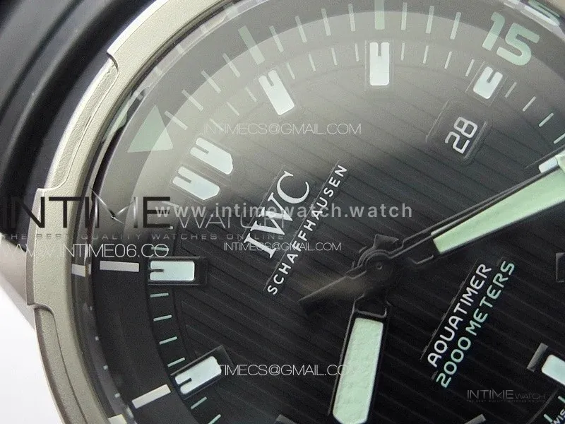 Aquatimer IW358002 SS V6S 1:1 Best Edition Black Dial White Sticks Markers on Black Rubber Strap A2824