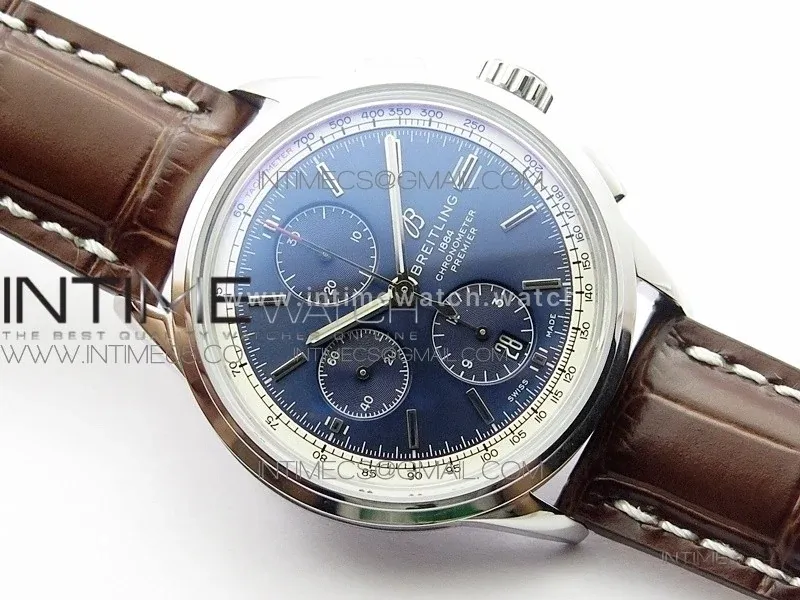 Premier B01 Chronograph 42 Blue Dial on Leather Strap Ref. A13315351C1X2
