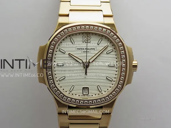 Nautilus 7118 Ladies Diamond Bezel RG DDF 1:1 Best Edition Silver Dial On RG Bracelet Super Clone DD324