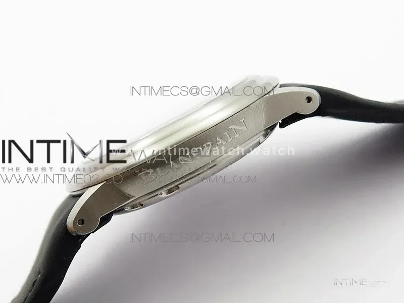 LEMAN 2850B SS 1:1 Best Edition Black Dial Numbers Markers on Black Rubber Strap Cal.6950