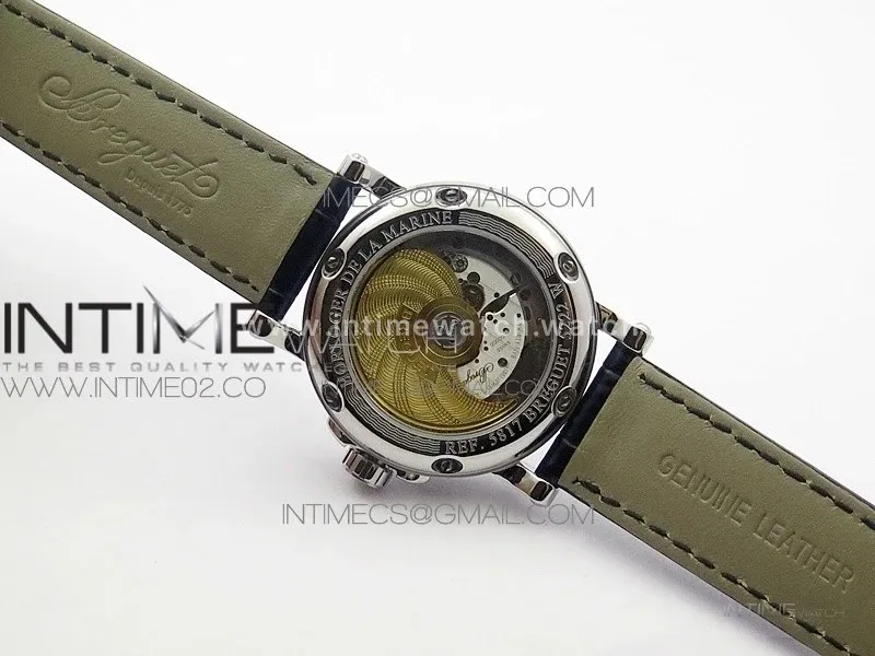 Marine 5222 SS HGF 1:1 Best Edition White Dial On black Leather Strap Asian Cal.517GG (Free rubber strap)