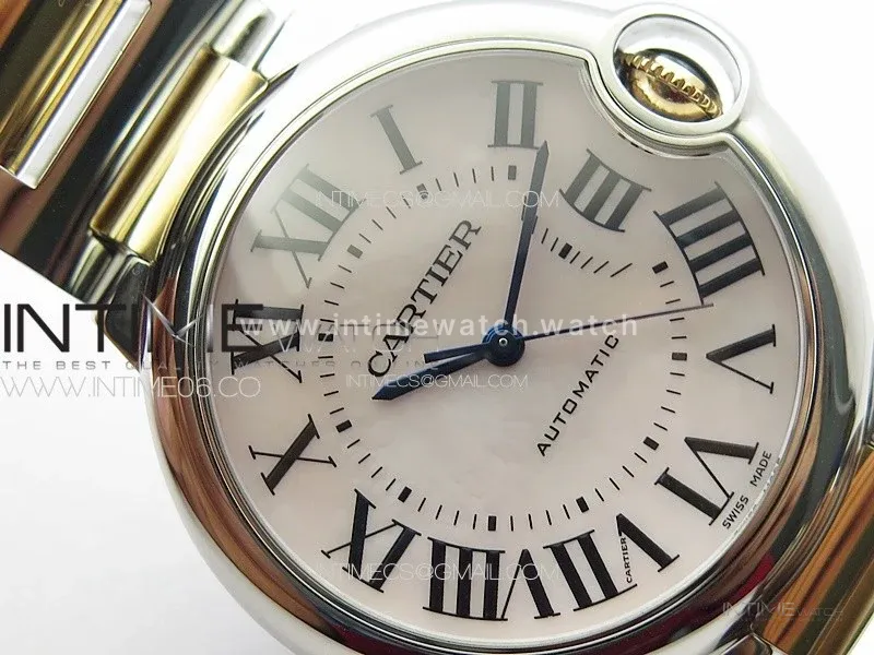 Ballon Bleu 33mm SS/RG 3KF 1:1 Best Edition White MOP Dial on SS Bracelet A076