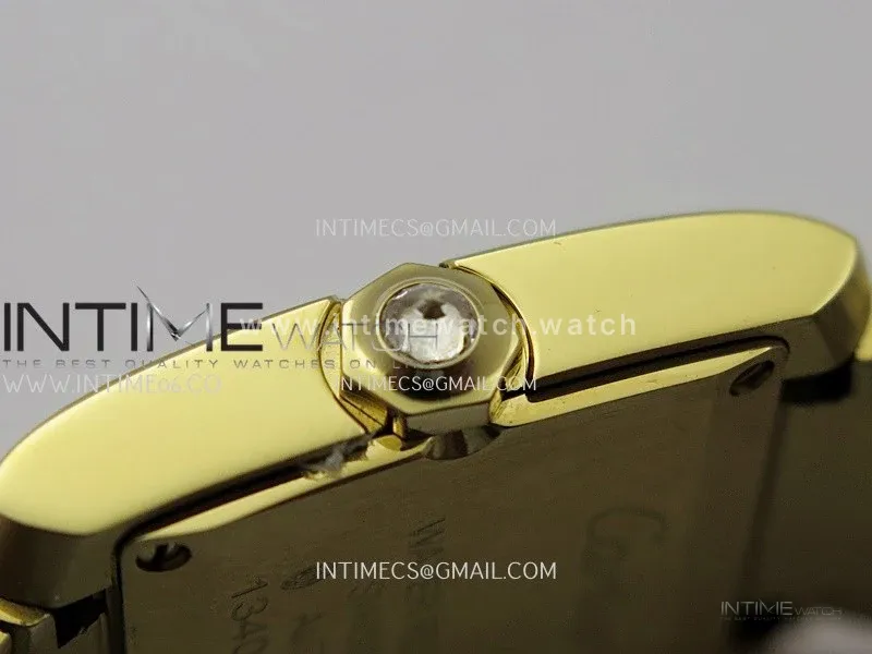 Tank Francaise Ladies 21.2mm Diamond Bezel YG 8848F 1:1 Best Edition Silver Dial on YG Bracelet Ronda Quartz V2