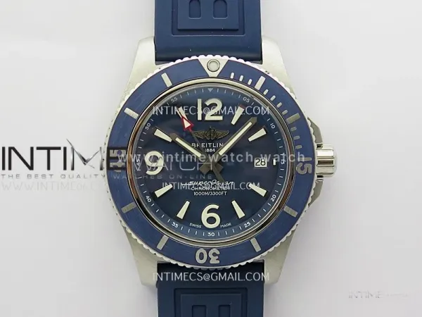 SuperOcean Automatic 46mm TF 1:1 Best Edition Blue Dial on Blue Rubber Strap A2824
