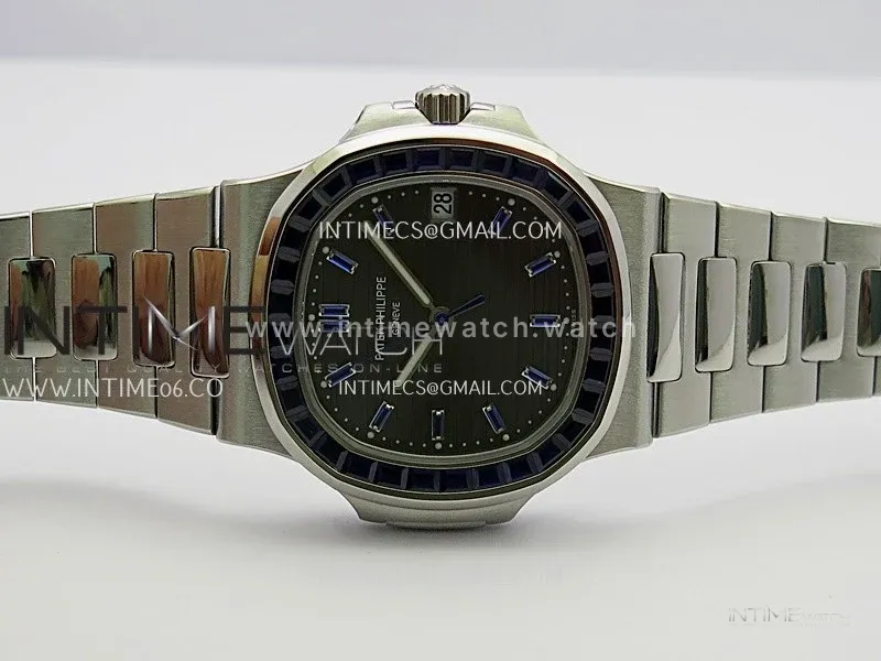Nautilus 5711/1A Blue T Diamond SS GRF 1:1 Best Edition Gray Textured Dial On SS Bracelet Asian 26-330
